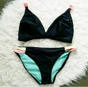 Xhilaration Black Strappy Bikini Set
